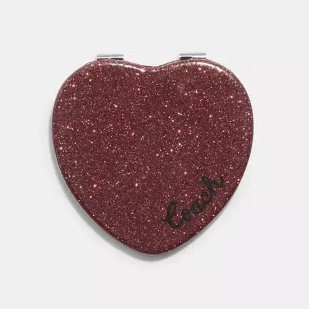 NWT Coach Glitter Heart Compact Mirror